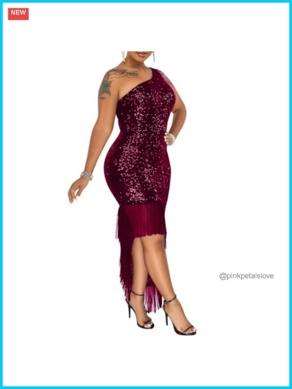Sequin One Shoulder Mermaid Bodycon Midi Formal Dress